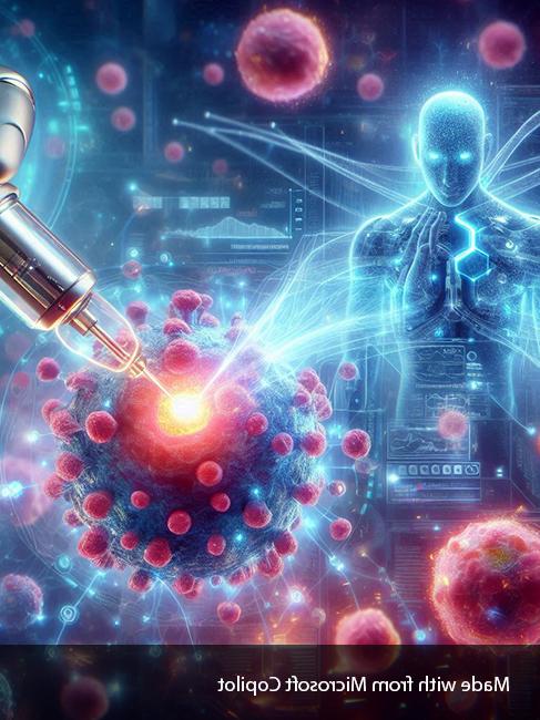 illustration a body and virus being targeted with ai